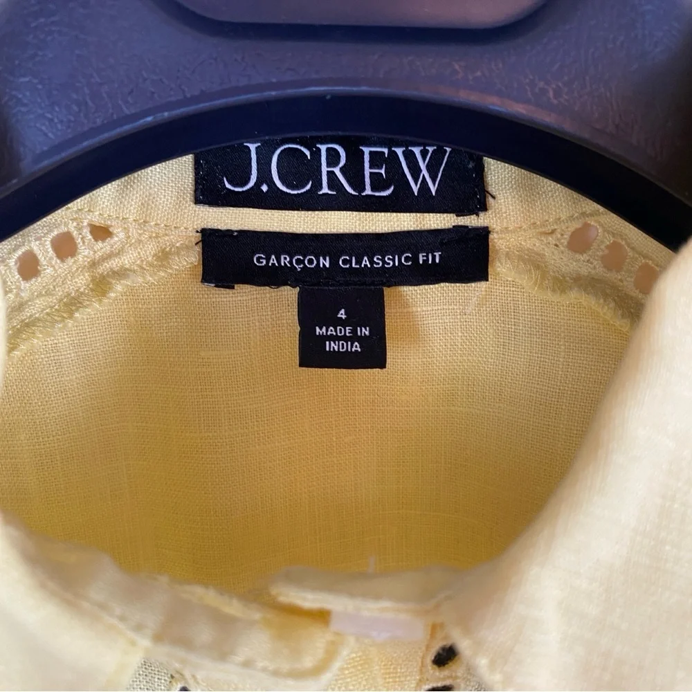 J. Crew Garçon Classic Shirt in Eyelet Linen Yellow